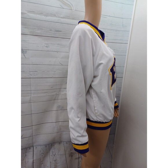 Vtg Varsity Spirit Cheerleader Pullover Jacket BHS Purple White Yellow M - Picture 4 of 11